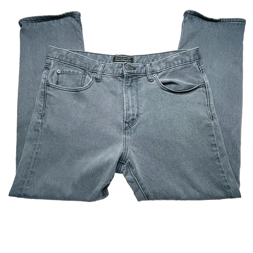 Banana Republic Men's 34x30 Gray Slim Rapid Movement Stretch Jeans 27 Inseam